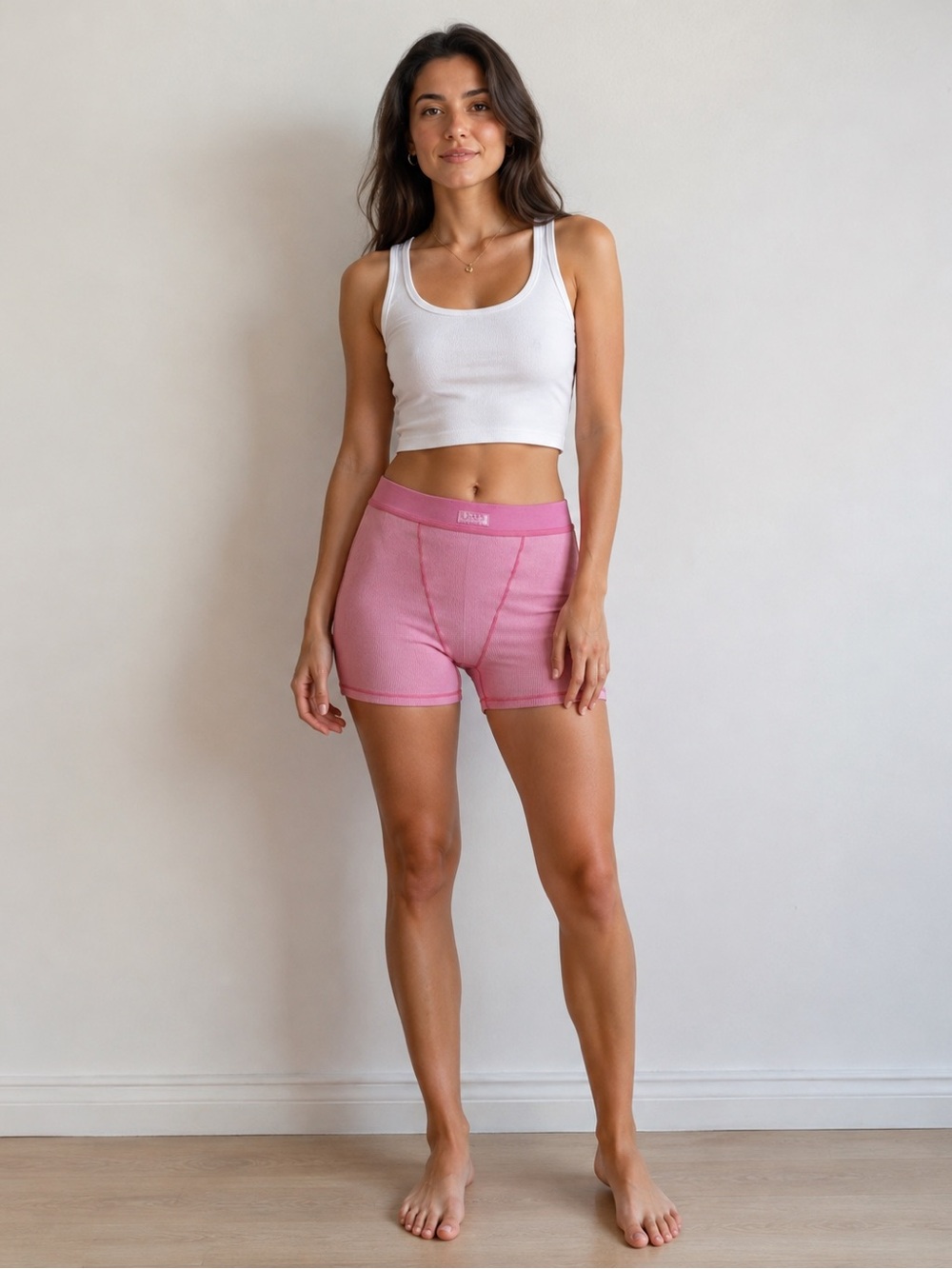 Limited Edition SKIMS Cotton Rib Boxer Shorts in Bubble Gum Pink